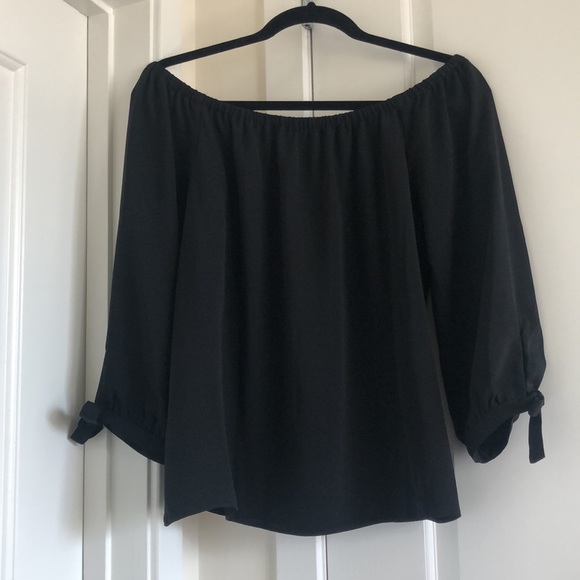 J. Crew Factory Black Off the Shoulder Blouse - Picture 4 of 4